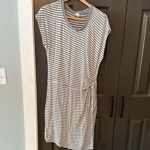 Gray and White Striped Dress